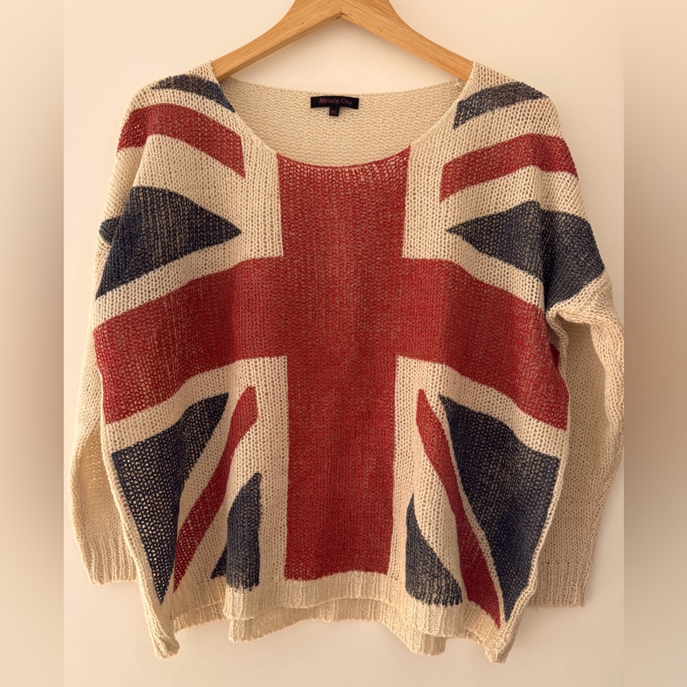 Oversized Union Jack knit sweater Size M/L